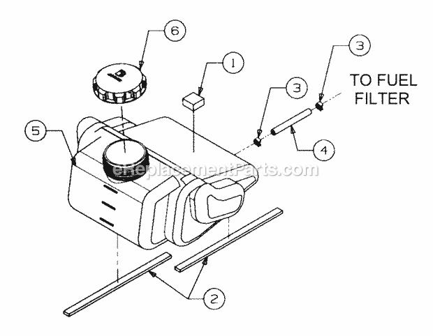 Fuel Tank Diagram and Parts List for GT2523-54 13A-2A8K710 Cub Cadet Lawn Tractor